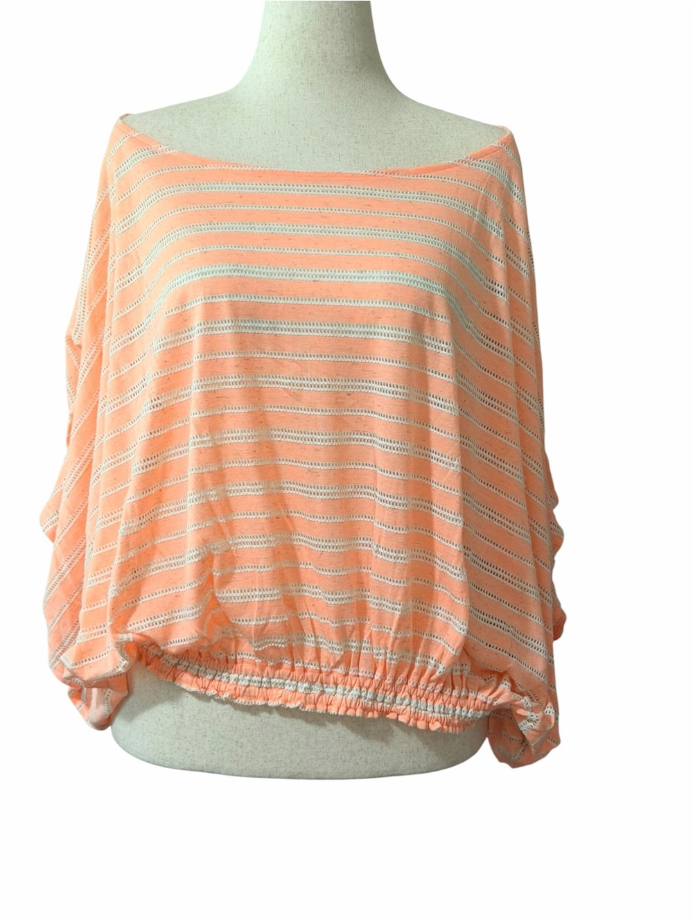 Free People Off-Shoulder Peach Striped Women's Top